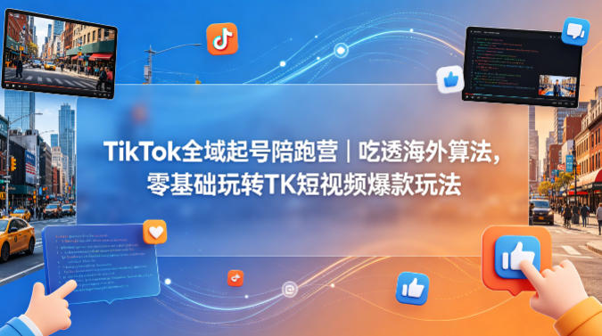 TikTok全域起号陪跑营｜吃透海外算法，零基础玩转TK短视频爆款玩法-52项目站
