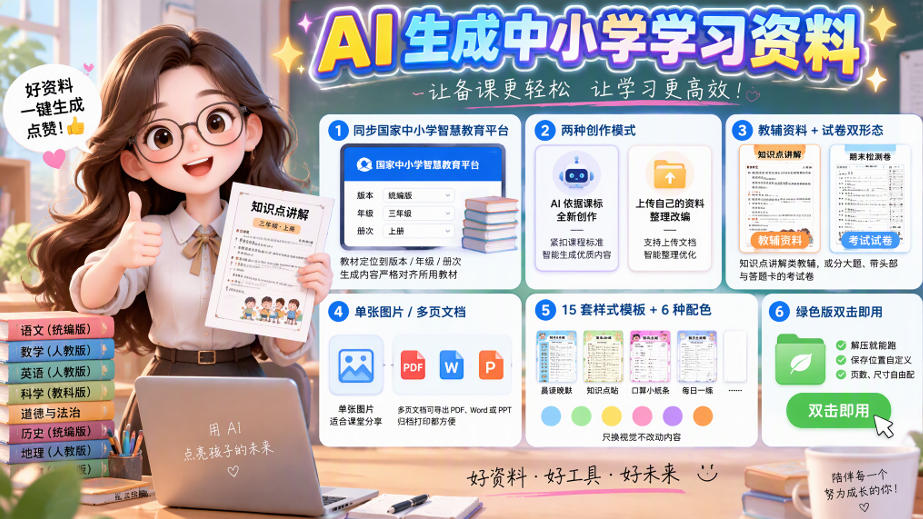 孩子的教辅别再乱买了：同步国家中小学智慧平台，AI一键生成图文教辅和试卷-52项目站