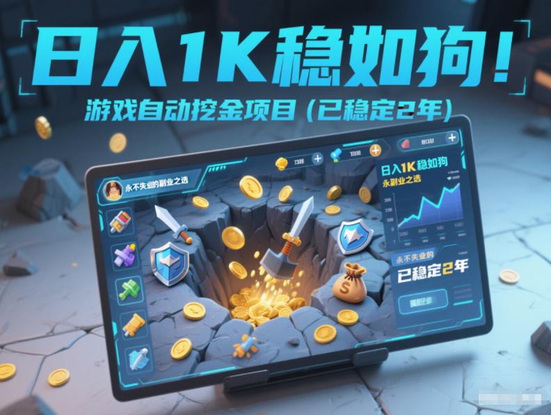 日入1K稳如狗！游戏自动挖金项目(已稳定2年)，永不失业的副业之选【揭秘】-52项目站
