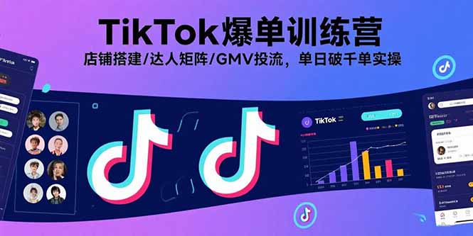 TikTok爆单训练营,店铺搭建/达人矩阵/GMV投流,单日破千单实操-52项目站