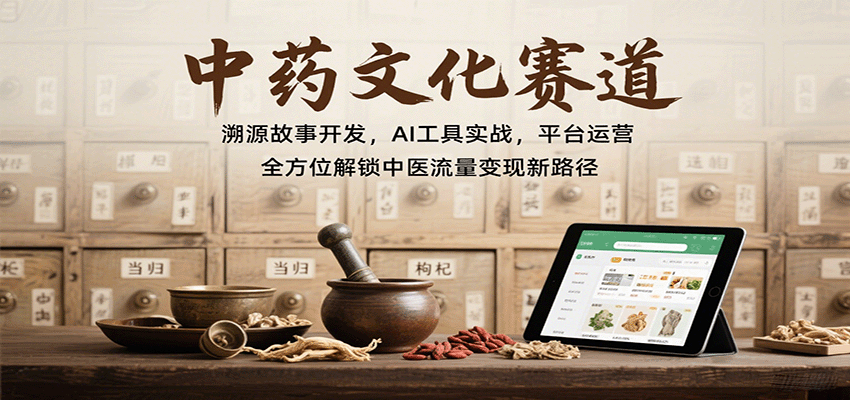 中药文化赛道：溯源故事开发，AI工具实战，平台运营，全方位解锁中医流量变现新路径-52项目站