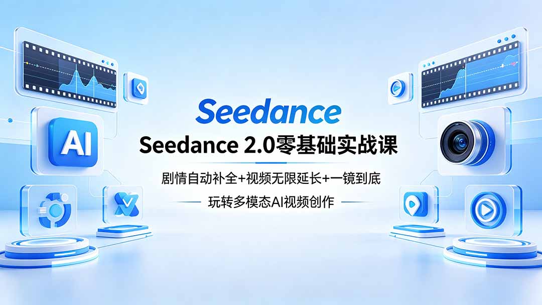 Seedance 2.0零基础实战课：剧情自动补全+视频无限延长+一镜到底：玩转多模态AI视频创作-52项目站