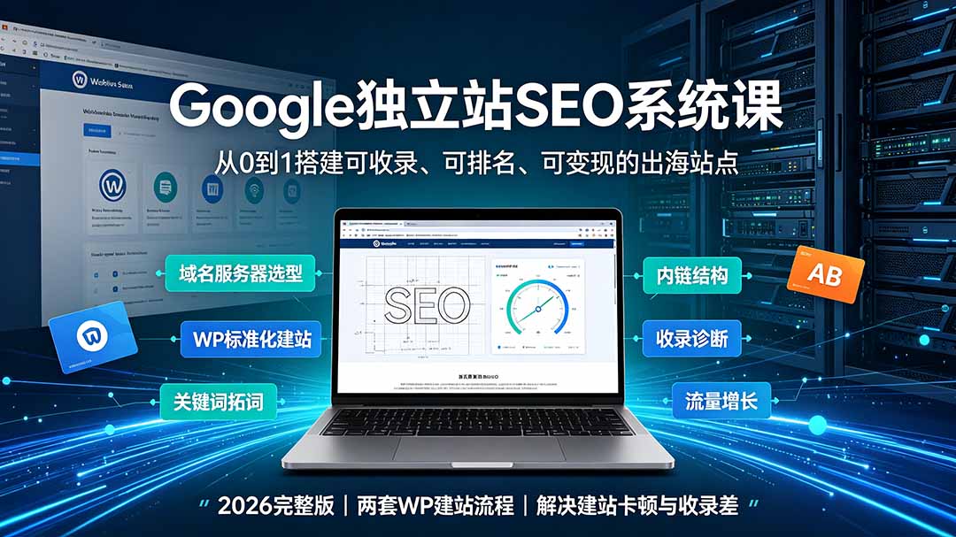 Google独立站SEO-7月系统课：出海基建×WordPress建站×AI内容生产×站内外优化×Search Console×AdSense变现-52项目站