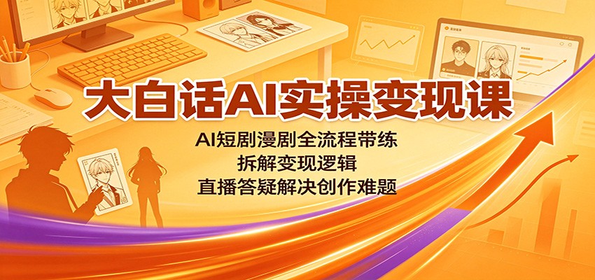 大白话AI实操变现课：AI短剧漫剧全流程带练，拆解变现逻辑，直播答疑解决创作难题-52项目站