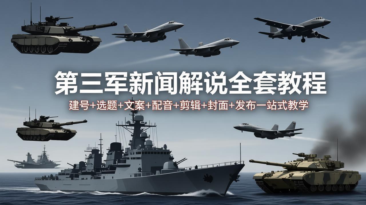 第三军迷新闻解说全套教程：建号+选题+文案+配音+剪辑+封面+发布一站式教学-52项目站