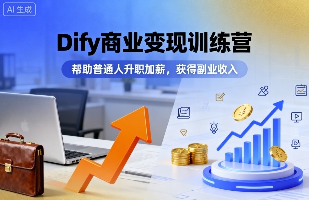 Dify商业变现训练营，帮助普通人升职加薪，获得副业收入-52项目站