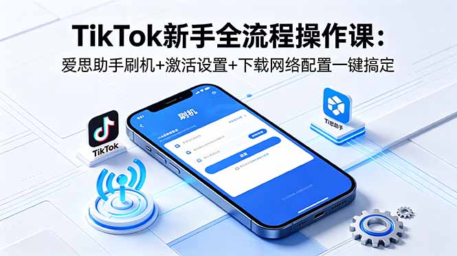 TikTok新手全流程操作课:爱思助手刷机+激活设置+下载网络配置一键搞定-52项目站