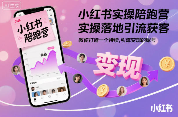 小红书实操陪跑营，实操落地引流获客，教你打造一个持续引流变现的账号-52项目站