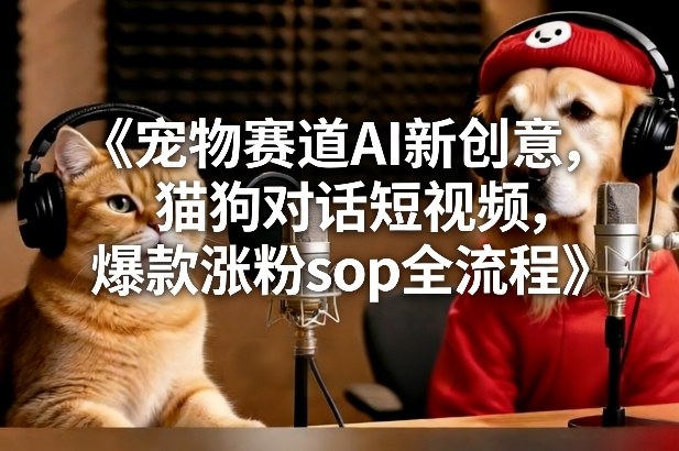 宠物赛道AI新创意，猫狗对话短视频，爆款涨粉sop全流程-52项目站