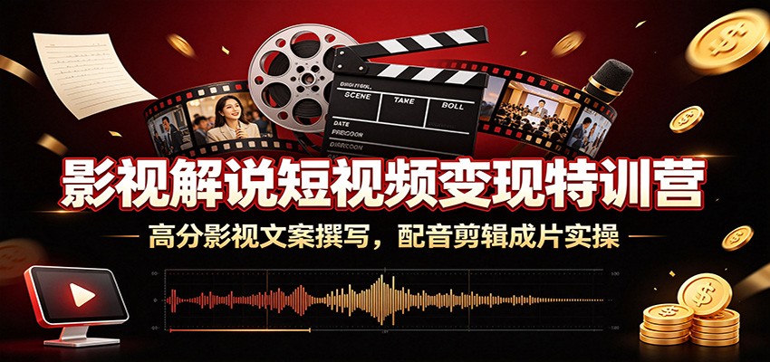 影视解说短视频变现特训营：高分影视文案撰写，配音剪辑成片实操-52项目站