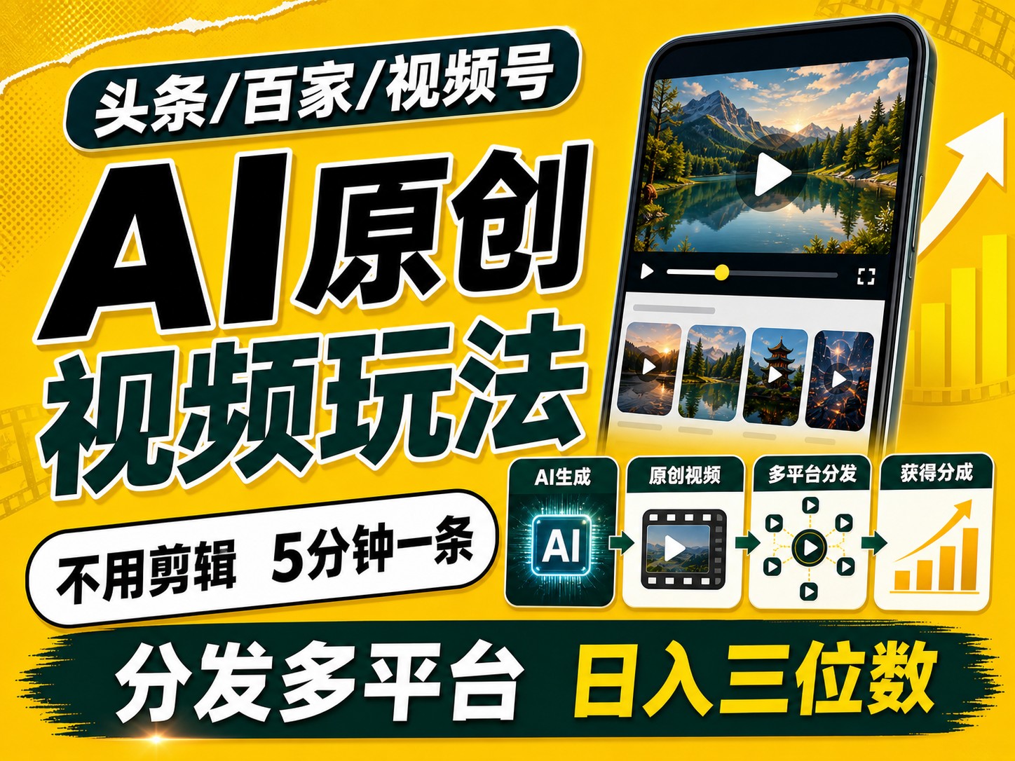 2026头条百家号升级玩法 5分钟一条原创视频 发多平台赚收-52项目站