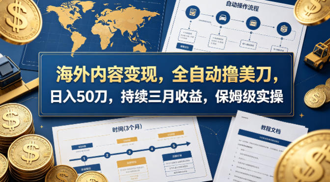 海外内容变现，全自动撸美刀，日入50刀，持续三月收益，保姆级实操【揭秘】-52项目站