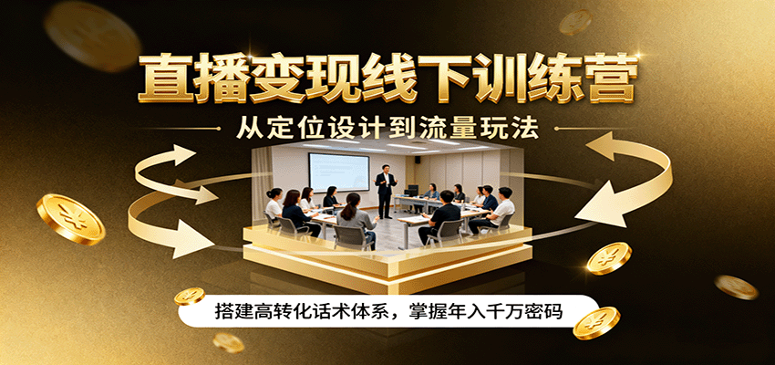 直播变现线下训练营，从定位设计到流量玩法，搭建高转化话术体系，掌握年入千万密码-52项目站