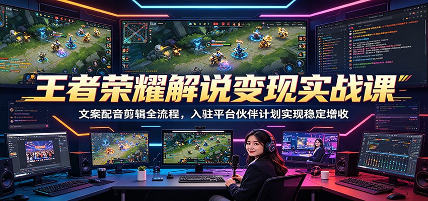 王者荣耀解说变现实战课：文案配音剪辑全流程，入驻平台伙伴计划实现稳定增收-52项目站
