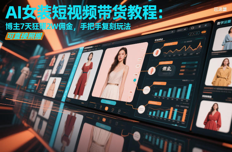 AI女装短视频带货教程：博主7天狂賺2W佣金，手把手复刻玩法，可直接照搬-52项目站