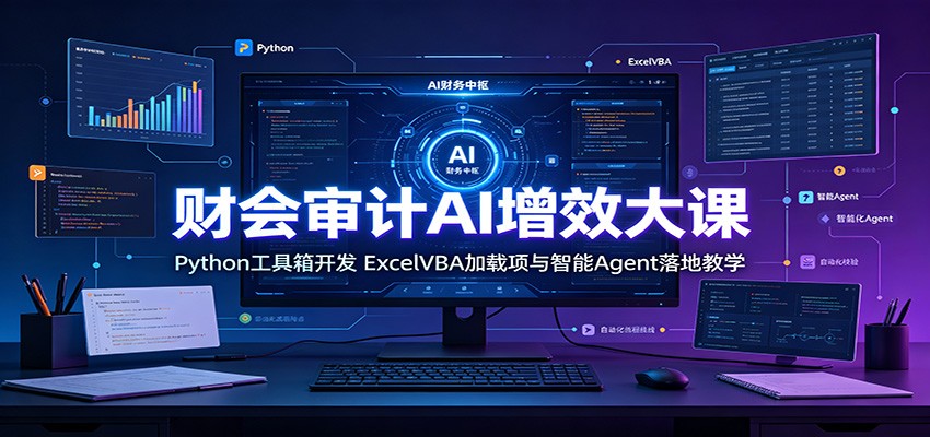 财会审计AI增效大课：Python工具箱开发，ExcelVBA加载项与智能Agent落地教学-52项目站