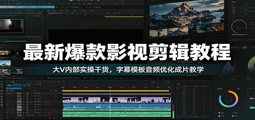 最新爆款影视剪辑教程：大V内部实操干货，字幕模板音频优化成片教学-52项目站
