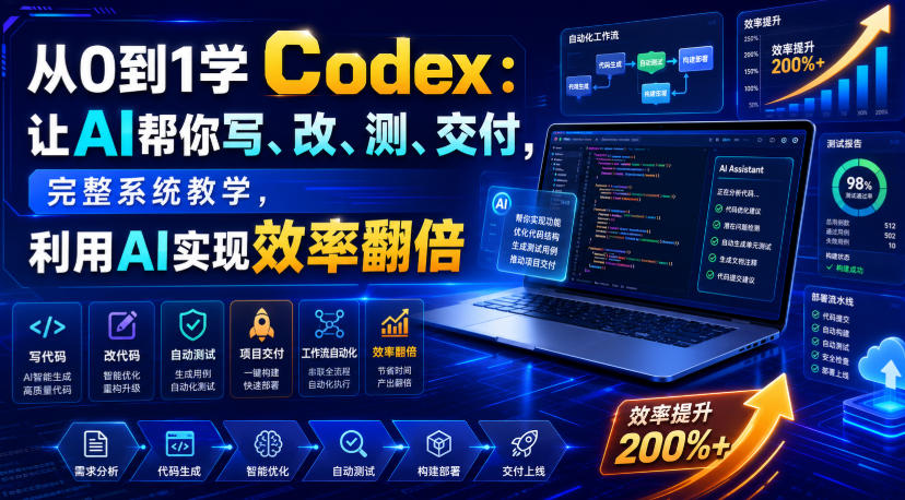 从0到1学Codex：让AI帮你写、改、测、交付，完整系统教学，利用AI实现效率翻倍-52项目站