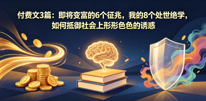 付费文3篇:即将变富的6个征兆,我的8个处世绝学,如何抵御社会上形形色色的诱惑-52项目站