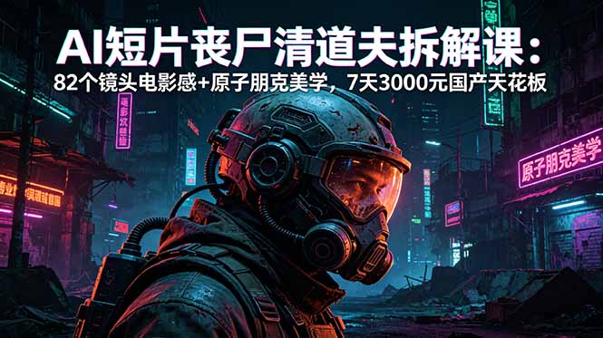 AI短片《丧尸清道夫》拆解课:82个镜头电影感+原子朋克美学,7天3000元国产天花板-52项目站