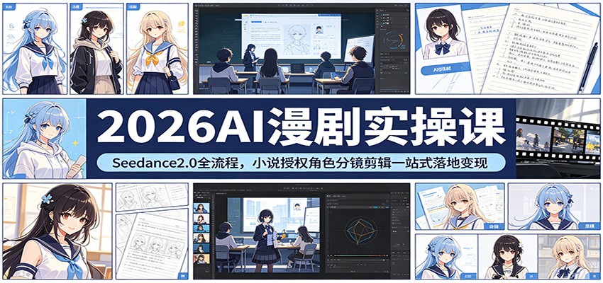 2026AI漫剧实操课：Seedance2.0全流程，小说授权角色分镜剪辑一站式落地变现-52项目站
