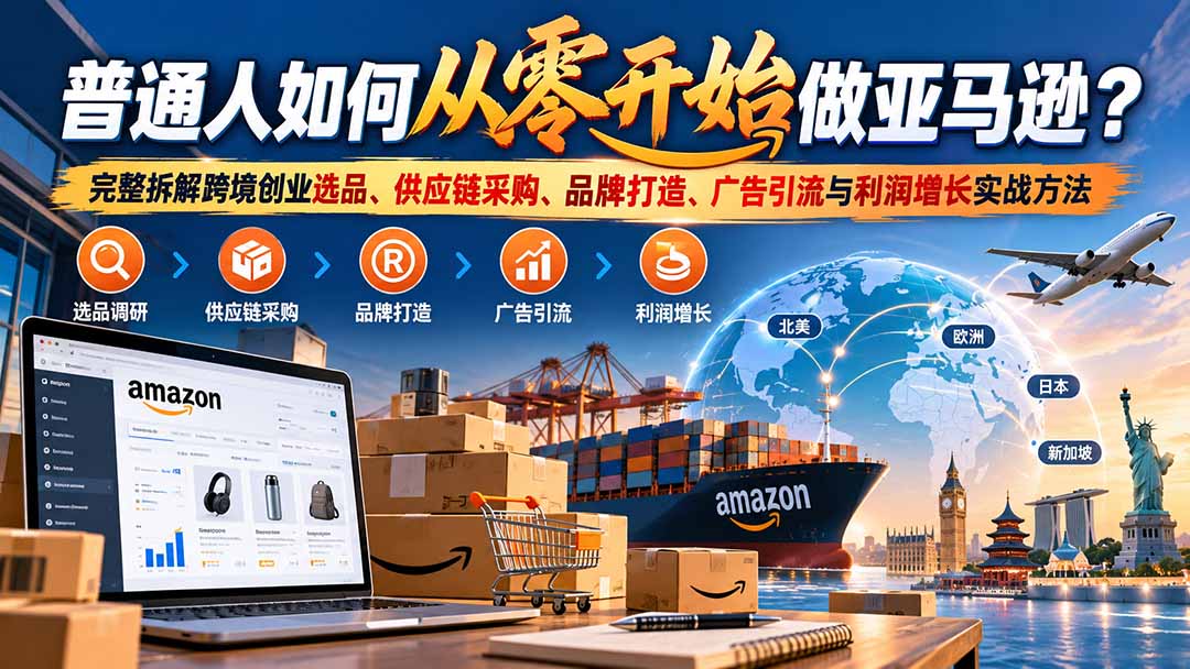 普通人如何从零开始做亚马逊?完整拆解跨境创业选品、供应链采购、品牌打造、广告引流与利润增长实战方法-52项目站