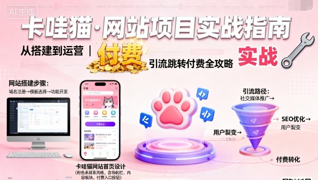 卡哇猫·网站项目,网站搭建与运营以及引流跳转付费-52项目站