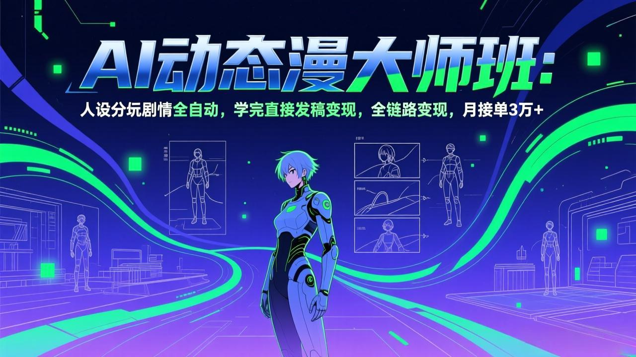 AI动态漫剧大师班：人设分镜剧情全自动，学完直接发稿变现，全链路变现，月接单3万+-52项目站
