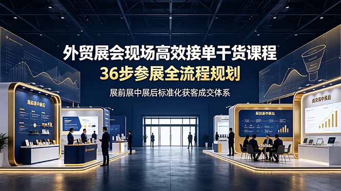 外贸展会现场高效接单干货课程，36步参展全流程规划，展前展中展后标准化获客成交体系-52项目站