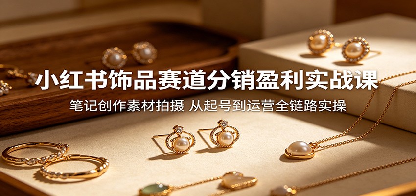 小红书饰品赛道分销盈利实战课：笔记创作素材拍摄，从起号到运营全链路实操-52项目站
