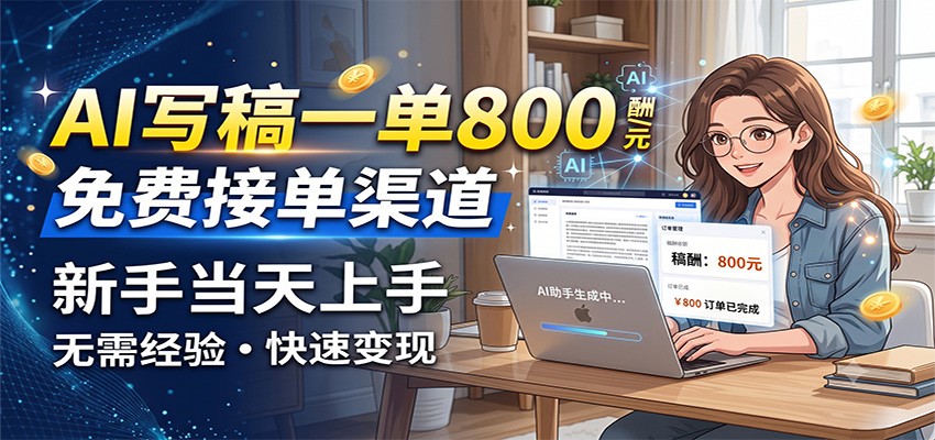 AI写稿一单800，免费接单渠道，一单一结几十到上千，新手当天上手-52项目站