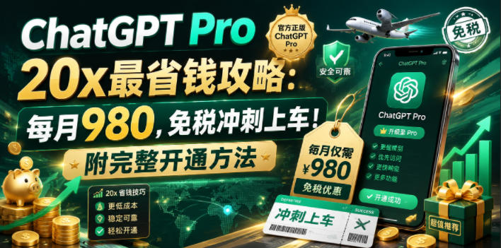 ChatGPT Pro 20x最省钱攻略:每月980,免税冲刺上车!附完整开通方法【文档】-52项目站