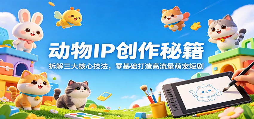 动物IP创作秘籍：拆解三大核心技法，零基础打造高流量萌宠短剧-52项目站