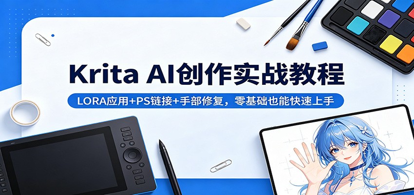 Krita AI创作实战教程：LORA应用+PS链接+手部修复，零基础也能快速上手-52项目站