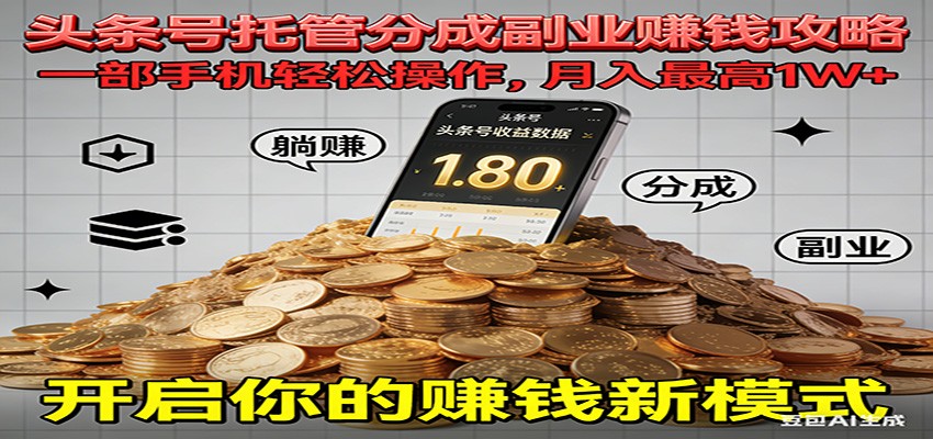 全程托管今日头条,一部手机就可以开干,最高躺赚1W+-52项目站
