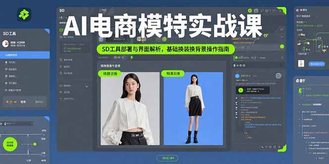 AI电商模特实战课,SD工具部署与界面解析,基础换装换背景操作指南-52项目站