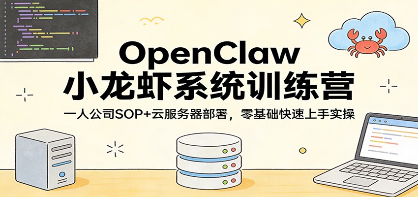 OpenClaw小龙虾系统训练营：一人公司SOP，云服务器部署，零基础快速上手实操-52项目站