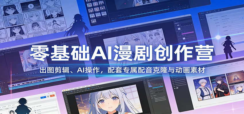 零基础AI漫剧创作营：出图剪辑、AI操作，配套专属配音克隆与动画素材-52项目站