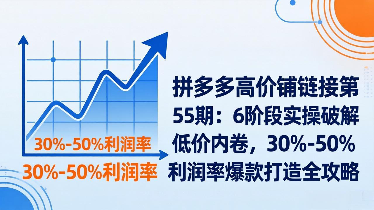 拼多多高价铺链接第55期：6阶段实操破解低价内卷，30%-50%利润率爆款打造全攻略-52项目站