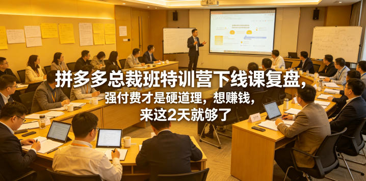 拼多多总裁班特训营下线课复盘，强付费才是硬道理，想賺钱，来这2天就够了-52项目站