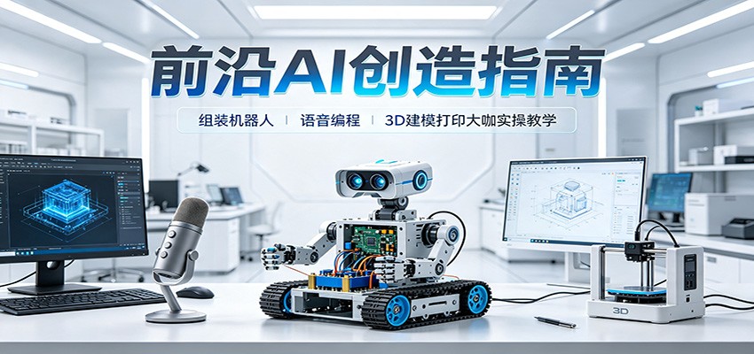 前沿AI创造指南:组装机器人、语音编程、3D建模打印大咖实操教学-52项目站