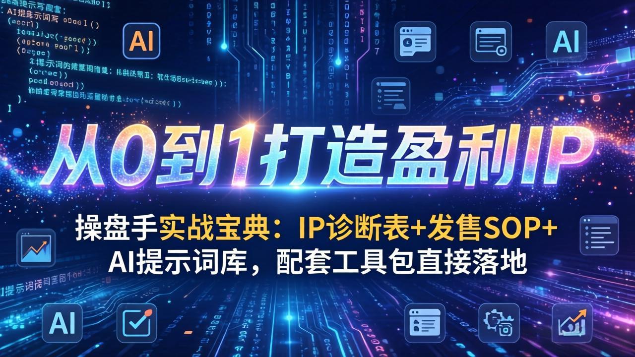 操盘手实战宝典：IP诊断表+发售SOP+AI提示词库，配套工具包直接落地，从0到1打造盈利IP-52项目站