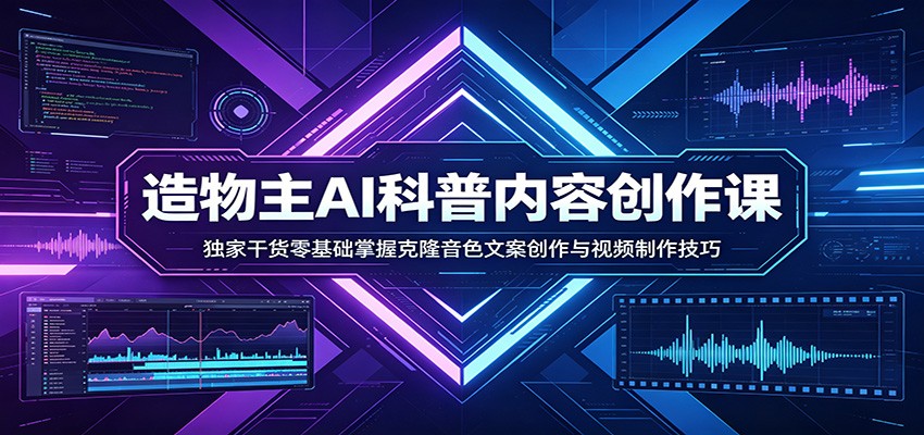 AI科普内容创作课：独家干货零基础掌握克隆音色文案创作与视频制作技巧-52项目站