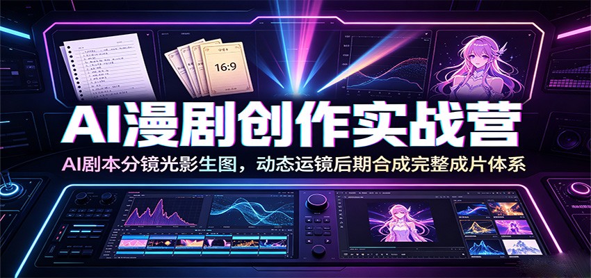 AI漫剧创作实战营：AI剧本分镜光影生图，动态运镜后期合成完整成片体系-52项目站