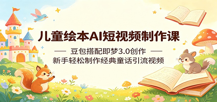 儿童绘本AI短视频制作课:豆包搭配即梦3.0创作,新手轻松制作经典童话引流视频-52项目站
