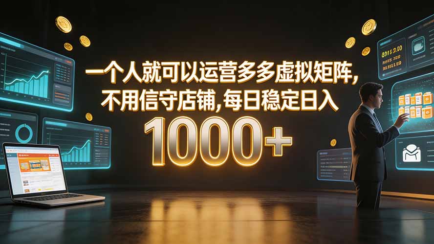 一个人就可以运营多多虚拟矩阵，不用值守店铺，每日稳定日入 1000+-52项目站