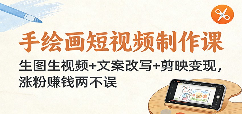 手绘画短视频制作课：生图生视频+文案改写+剪映变现，涨粉赚钱两不误-52项目站