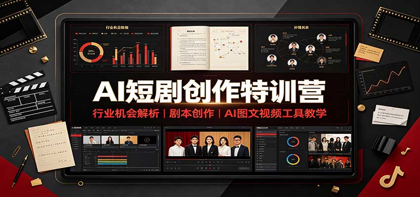 AI短剧创作特训营：行业机会解析，剧本创作，AI图文视频工具教学(文字版)-52项目站