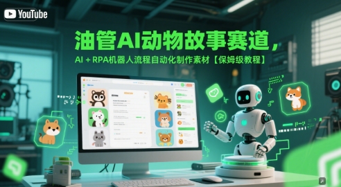 油管AI动物故事赛道,AI+RPA机器人流程自动化制作素材【保姆级教程】-52项目站