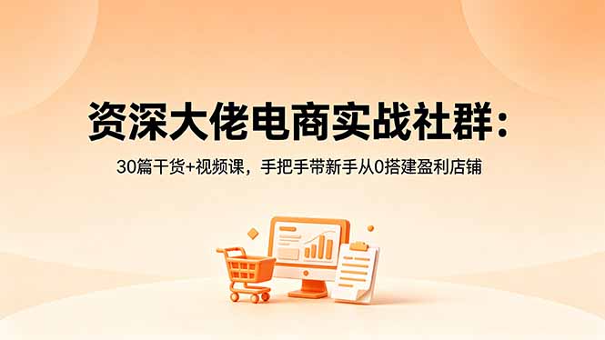 资深大佬电商实战社群:30篇干货+视频课,手把手带新手从0搭建盈利店铺-52项目站